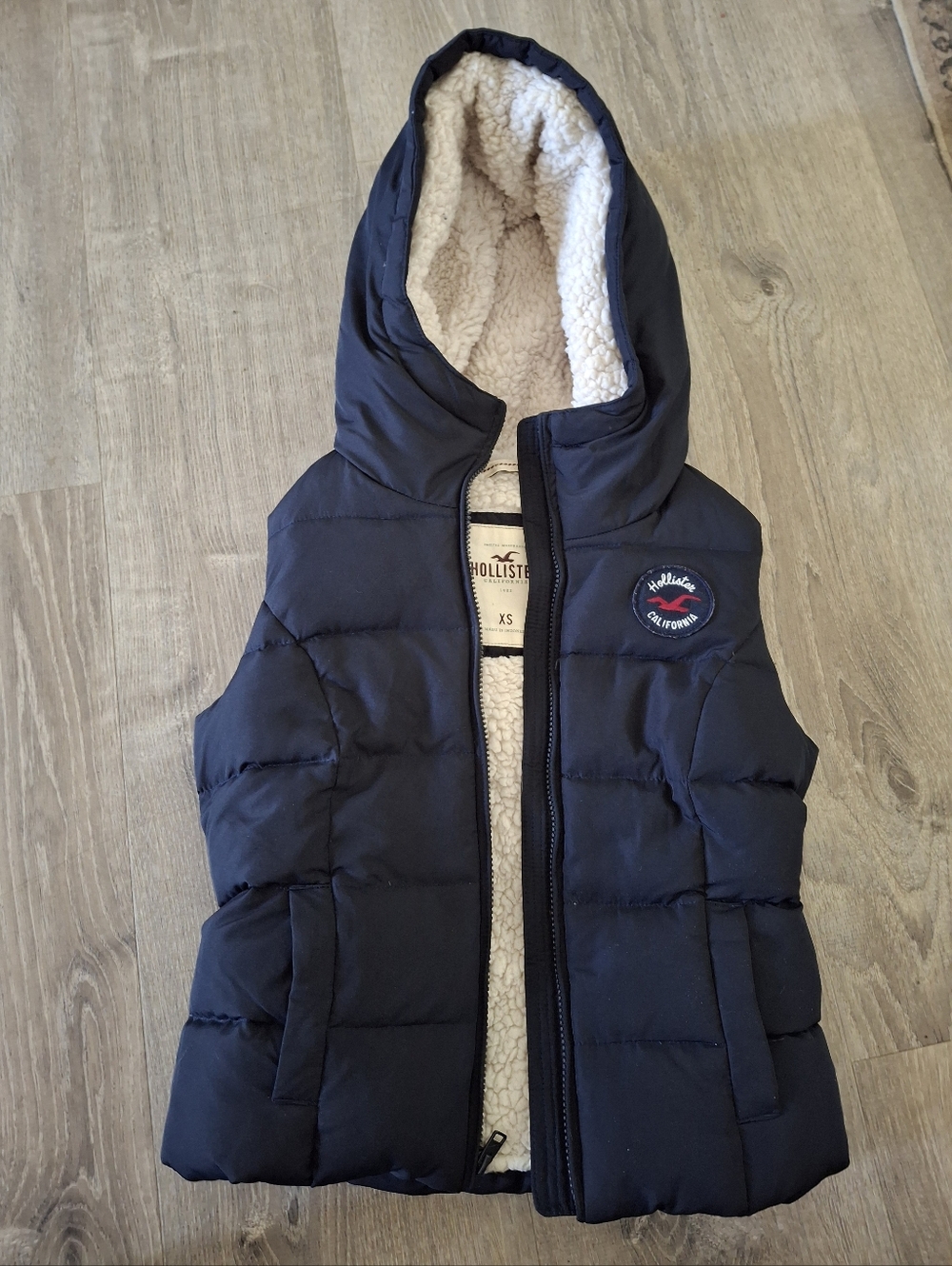 Vintage Hollister by A&F Sherpa Fur Lined Pearl Street Vest Jacket Size Xs - Picture 3 of 5